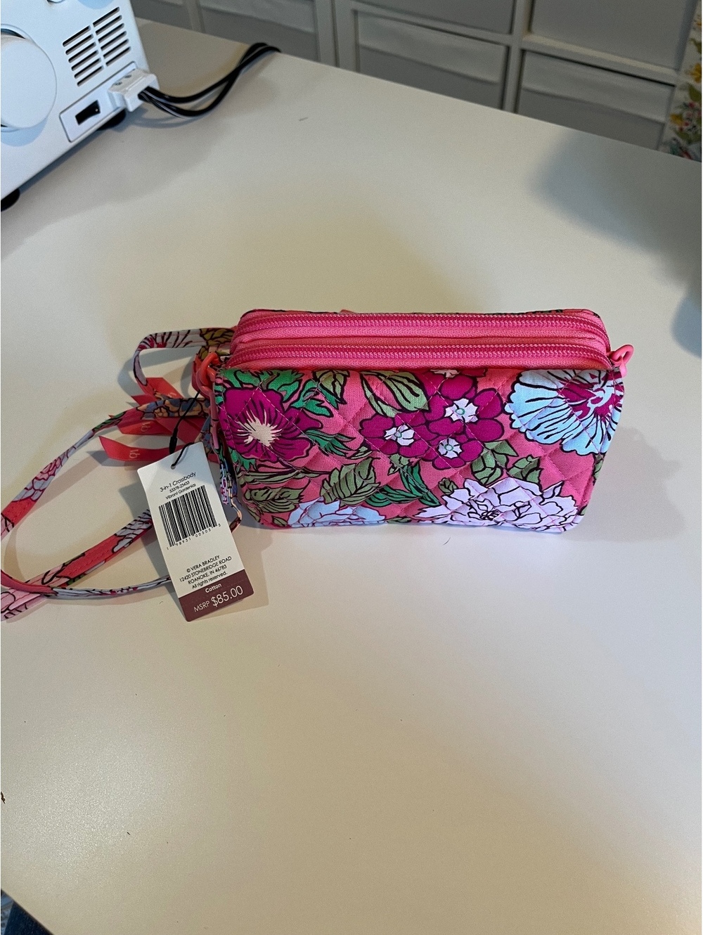 NWT Vera Bradley vibrant gardenias 3-in-1 crossbody bag